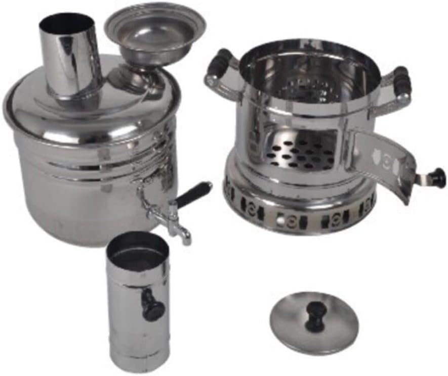 Samowar Wasserkocher mit freier Energie 4L/150oz Semaver Samavar für Boot, Camping, Wandern, Jagen, Yacht, Teekocher (4 Liter)