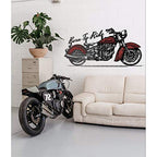 Motorrad-Wandkunst Rot/Schwarz – Ansicht im Raum