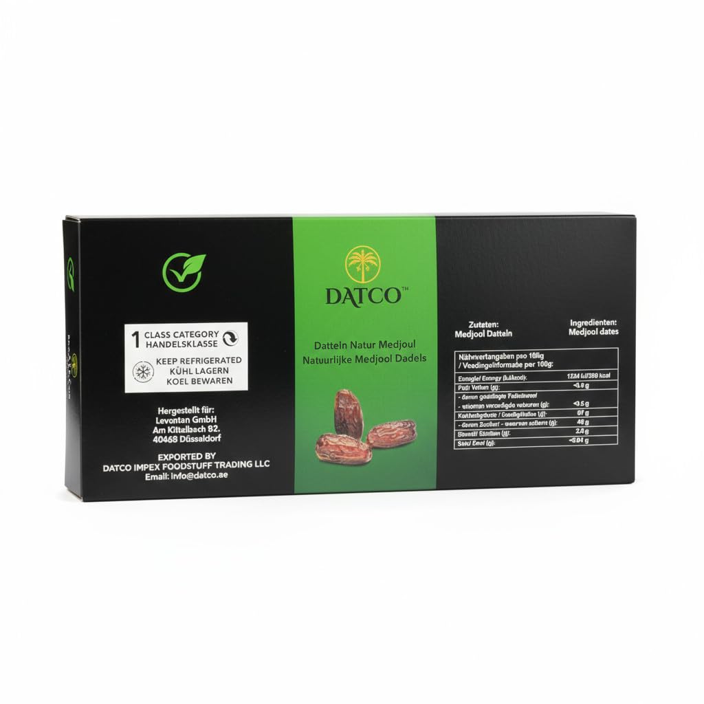 Medjool Medjoul Datteln aus Palästina - 100% naturell I ohne Konservierungsstoffe, Premium Datteln Medjool Medjoul Datteln Kiste Deglet Nour | VEGAN | fruchtiger, honigsüßer aromatischer