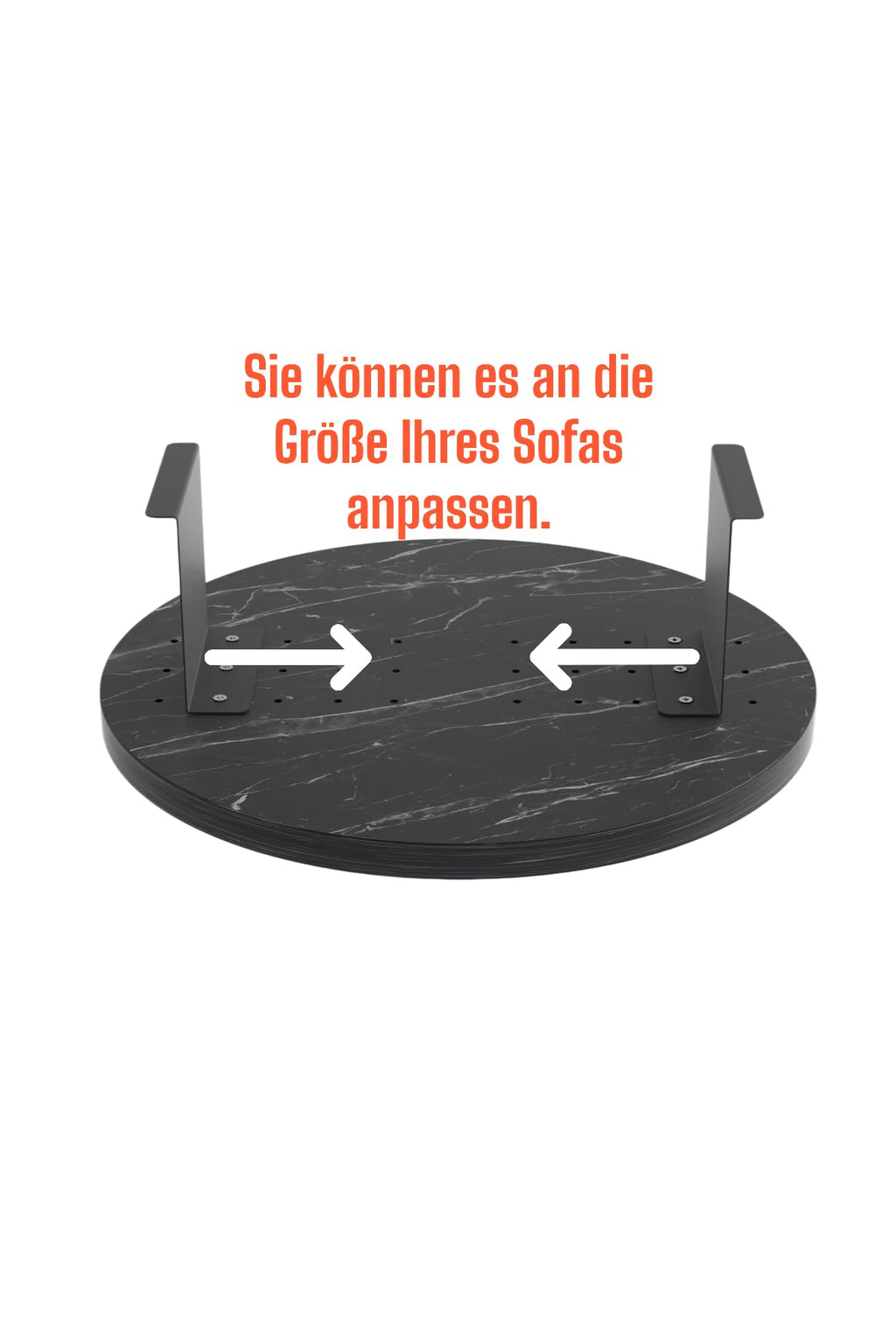 Couch-Tablett für Armlehnen, Verstellbares Sofa-Tablett mit Getränkehalter, Spezielles Design mit Praktischer Metallhalterung, Ablage für Sitzgarnitur, Durchmesser ⌀ 35 cm (1, Brown)