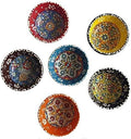 Dekorative türkische Keramik-Schüssel-Set mit 6 Stück – handgefertigte Pinch Multicolor Finger kleine Servierschalen (Decco, 8 cm)
