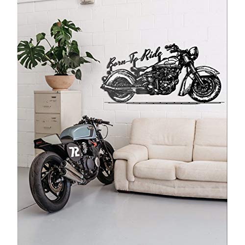 Motorrad-Wandkunst Weiß/Schwarz – Detailansicht