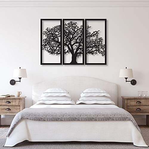 Tubibu Baum des Lebens Wanddeko, Wandbild aus Metall Schwarz, Haus Wandkunst-Dekoration, Wandaufkleber 3D, Moderne Deko, Bilder für Zuhause Büro Schlafzimmer, Wohnzimmer (African, Large)