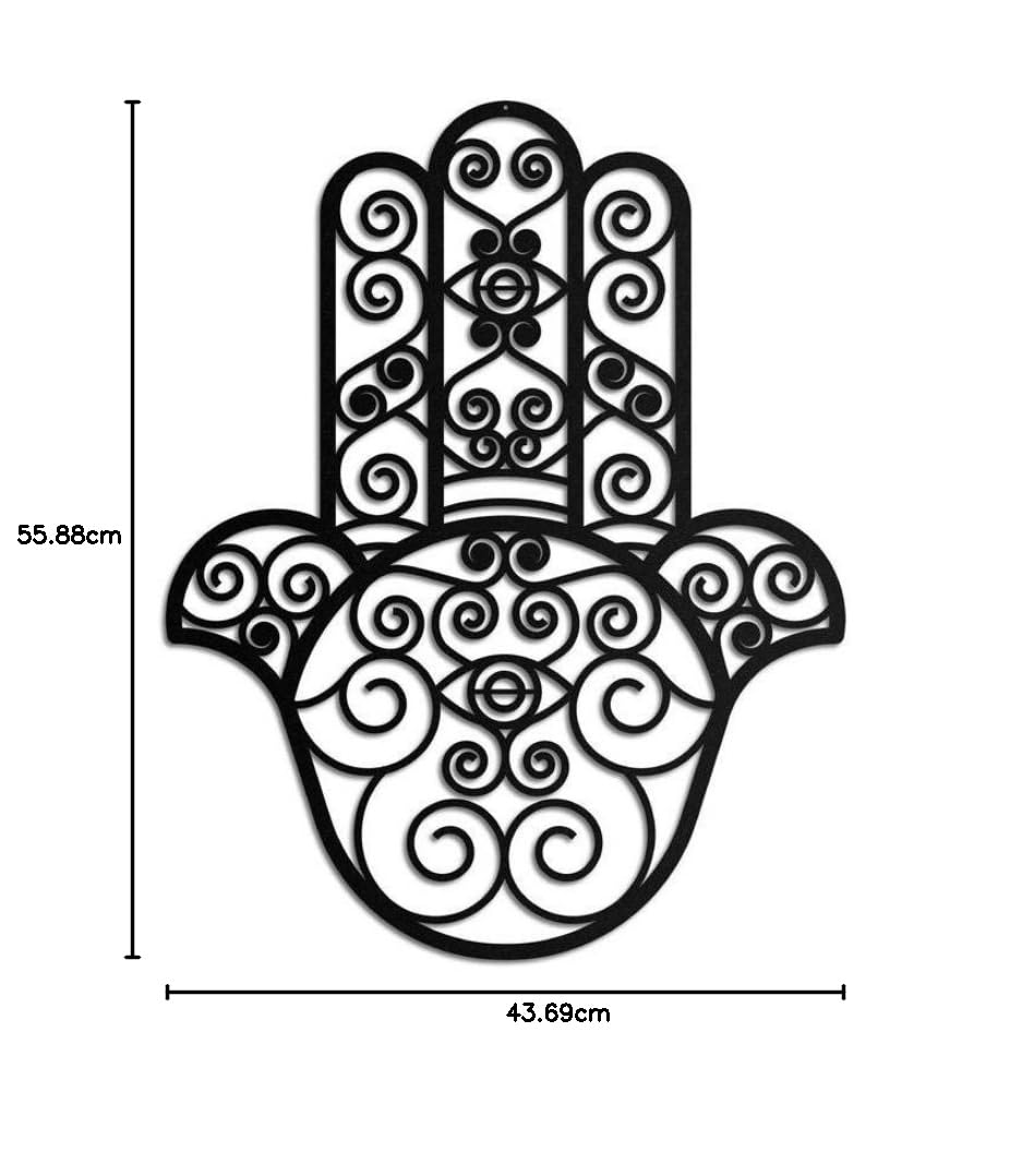 Tubibu %100 Metall Hand der Fatima Hamsa Segen für das Zuhause – in Hebräisch – Viel Glück Wanddekoration Wandkunst