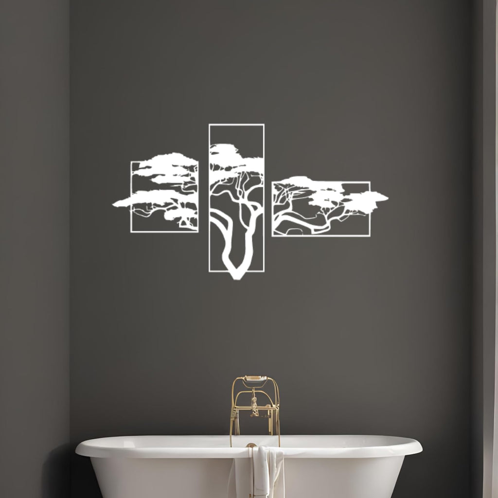 Baum des Lebens – Accasia, Weiß – Metall-Wandkunst, 3D