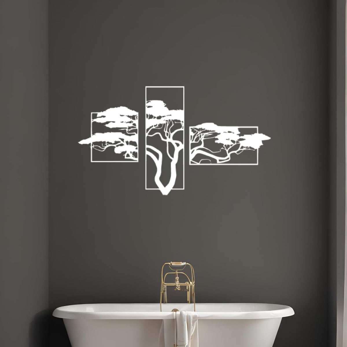 Baum des Lebens – Accasia, Weiß – Metall-Wandkunst, 3D