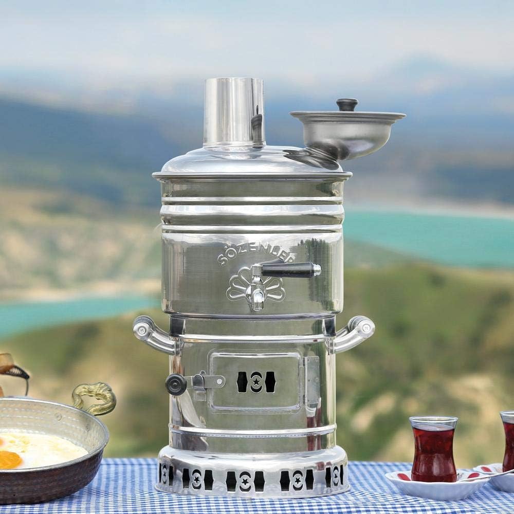 Samowar Wasserkocher mit freier Energie 4L/150oz Semaver Samavar für Boot, Camping, Wandern, Jagen, Yacht, Teekocher (4 Liter)
