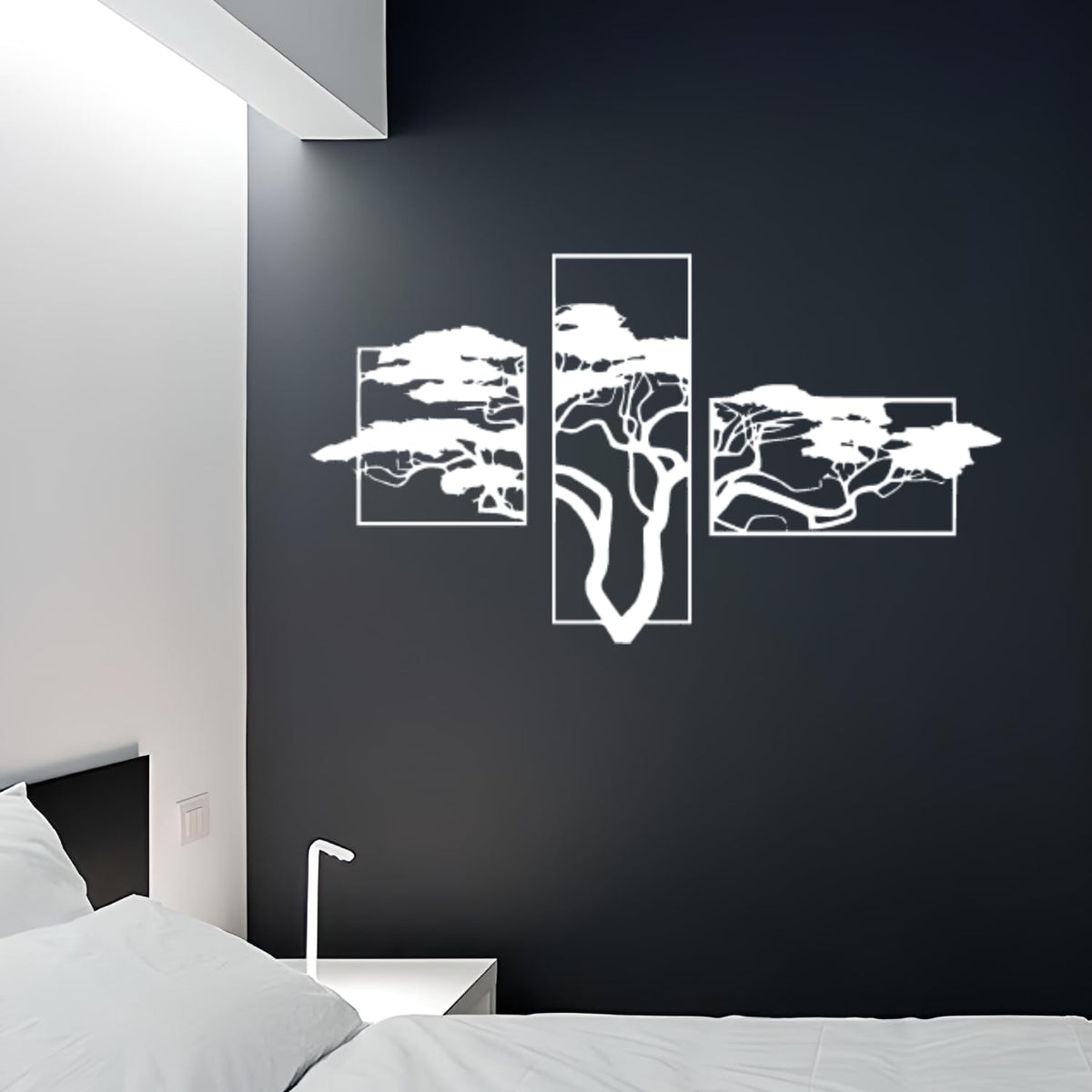 Baum des Lebens – Accasia, Weiß – Metall-Wandkunst, 3D