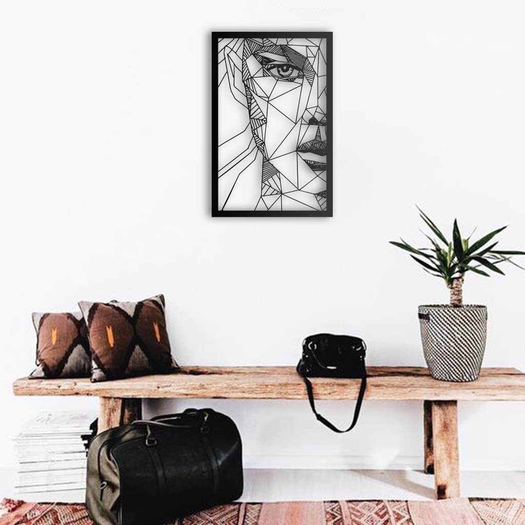Frauengesicht gerahmt, Hochformat – Metall-Wandkunst, ca. 40 × 60 cm