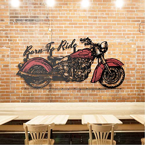 Born to Ride Motorrad Metall-Wandkunst in Rot und Schwarz an der Wand
