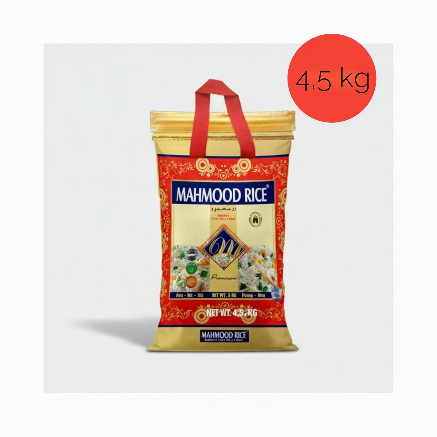 Mahmood Weißer Basmati reis 4,5 KG-Langkorn Basmati Reis aus Pakistan, ideal für indische Gerichte, Currys, Salate und Beilagen (4,5 KG, Premium)