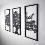 Tubibu 3 Panels Familienstammbaum Metall Wanddekoration Baum des Lebens Wandkunst für Zuhause Schlafzimmer Wohnzimmer