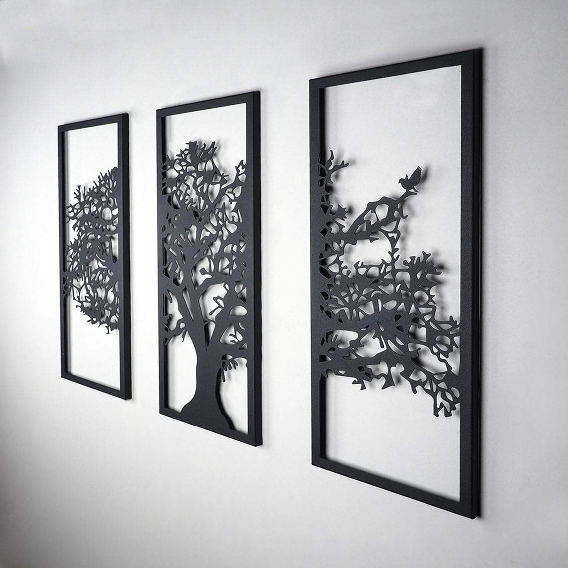 Tubibu 3 Panels Familienstammbaum Metall Wanddekoration Baum des Lebens Wandkunst für Zuhause Schlafzimmer Wohnzimmer