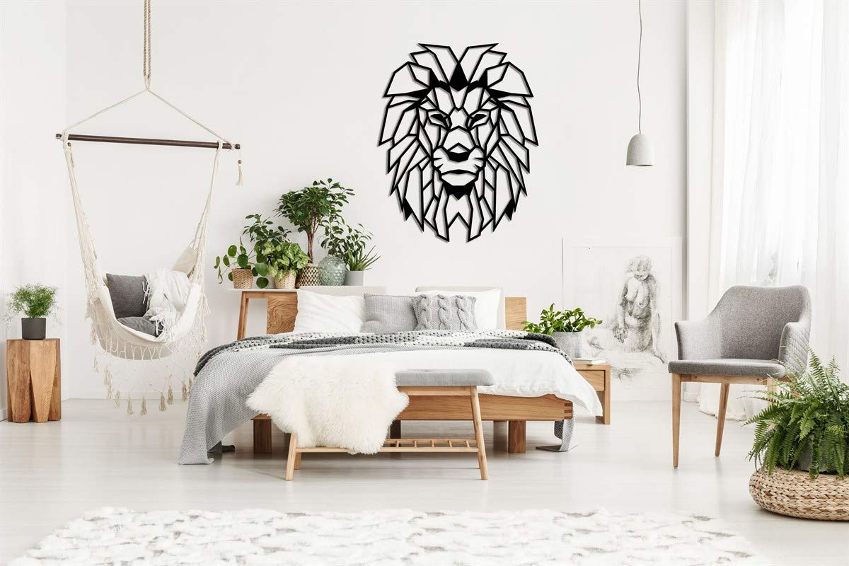 Tubibu Löwenkopf afrikanischer Löwe geometrischer Metall-Wandkunst & Wanddekoration für Zuhause, Büro, Wohnzimmer, Schlafzimmer (groß)