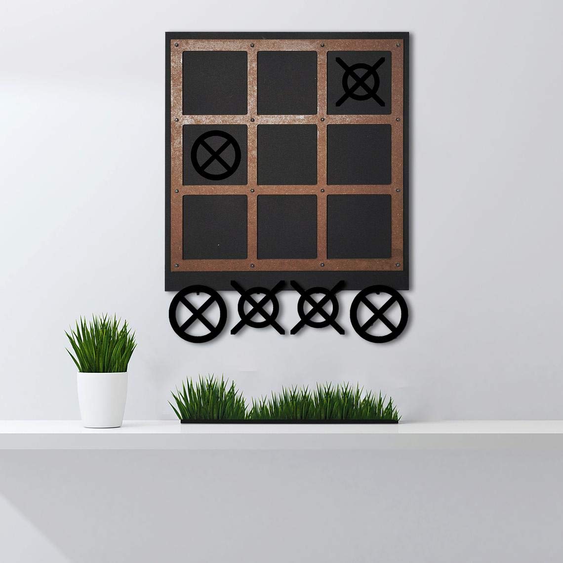 Tic-Tac-Toe – Wandspiel aus Metall, zum Aufhängen
