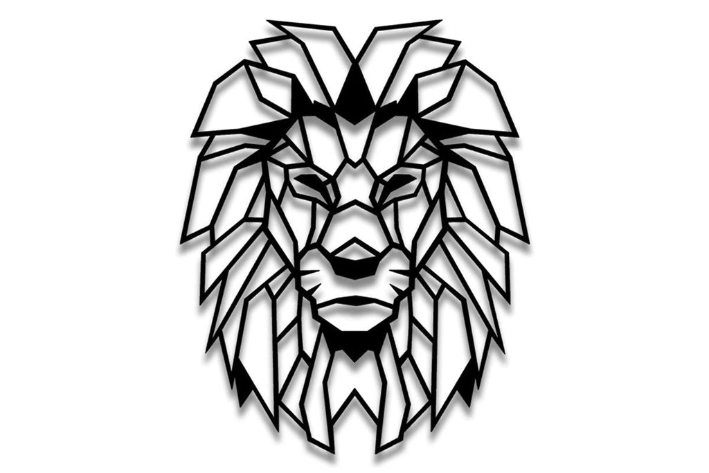 Tubibu Löwenkopf afrikanischer Löwe geometrischer Metall Wandkunst & Wanddekoration für Zuhause Büro Wohnzimmer Schlafzimmer (klein)