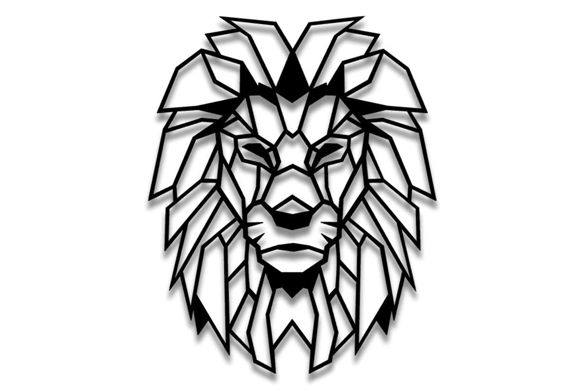Tubibu Löwenkopf afrikanischer Löwe, geometrische Metall-Wandkunst & Wanddekoration für Zuhause, Büro, Wohnzimmer, Schlafzimmer (mittel)