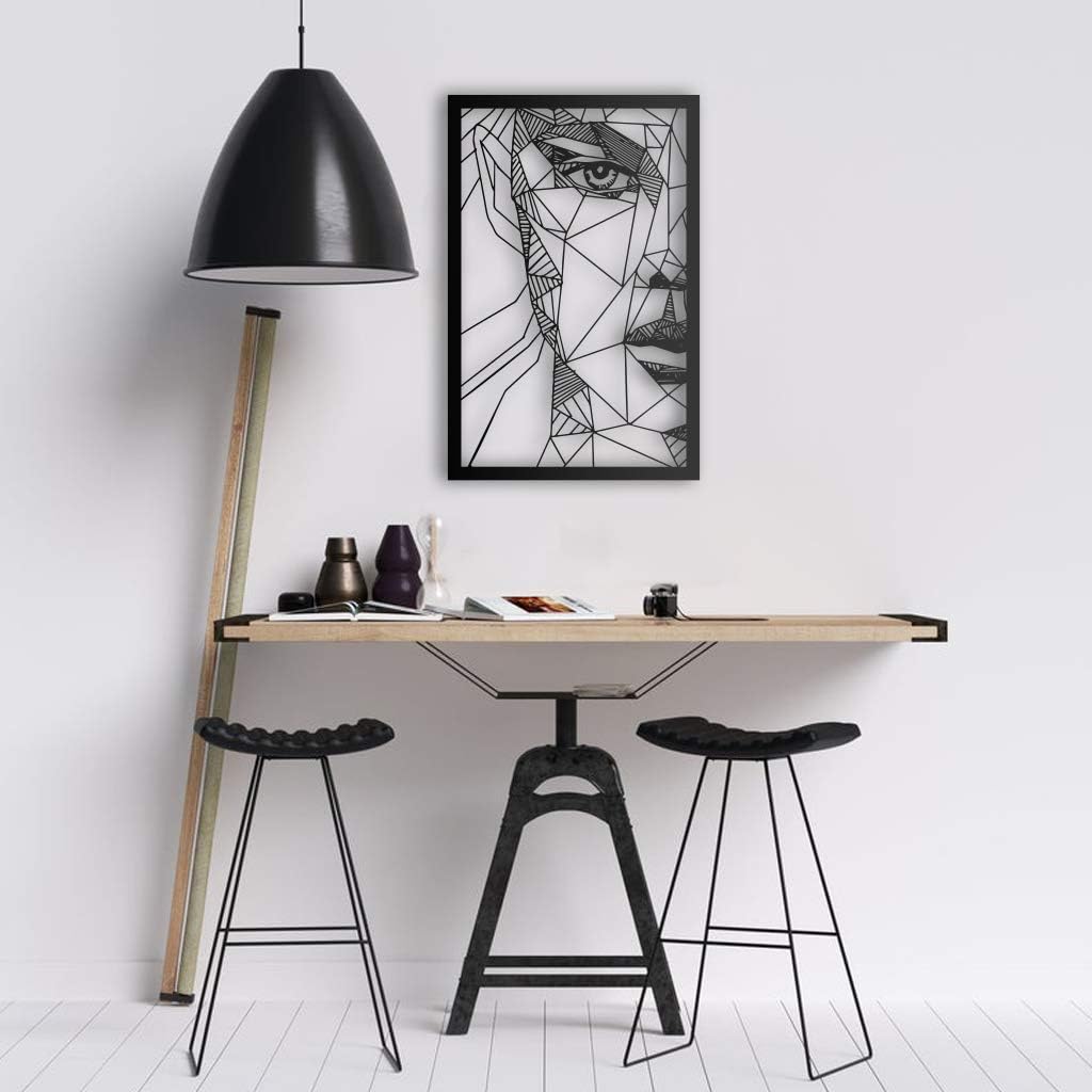 Frauengesicht gerahmt, Hochformat – Metall-Wandkunst, ca. 40 × 60 cm