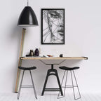 Frauengesicht gerahmt, Hochformat – Metall-Wandkunst, ca. 40 × 60 cm