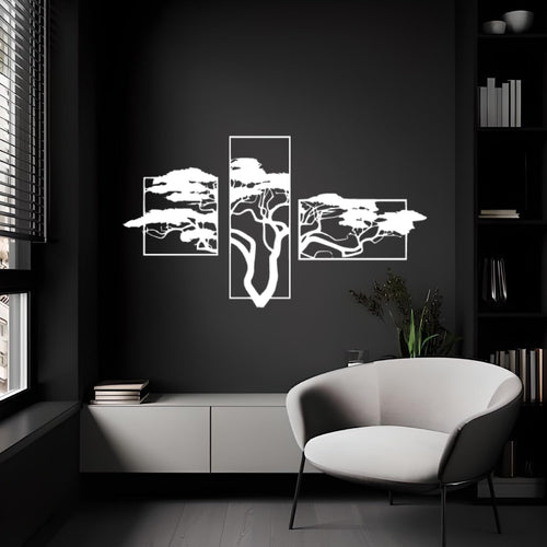 Baum des Lebens Accasia Weiß Large Metall-Wandkunst