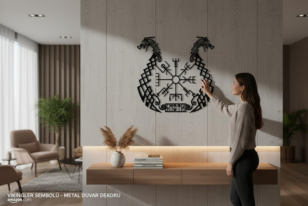 Wikinger Wanddeko aus Metall – Abstrakt, 70 cm, 3D-Schatteneffekt