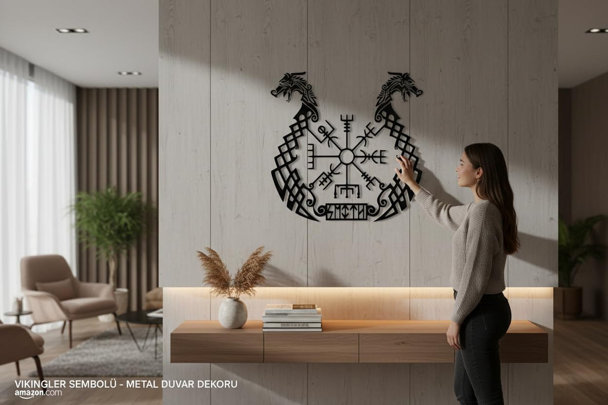 Wikinger Wanddeko aus Metall – Abstrakt, 70 cm, 3D-Schatteneffekt