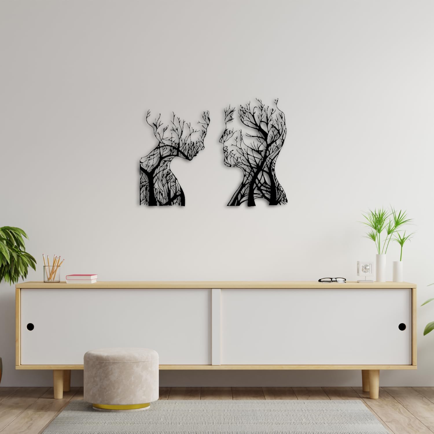 Tubibu Baum des Lebens Wanddeko, Wandbild aus Metall Schwarz, Haus Wandkunst-Dekoration, Wandaufkleber 3D, Moderne Deko, Bilder für Zuhause Büro Schlafzimmer, Wohnzimmer (African, Large)