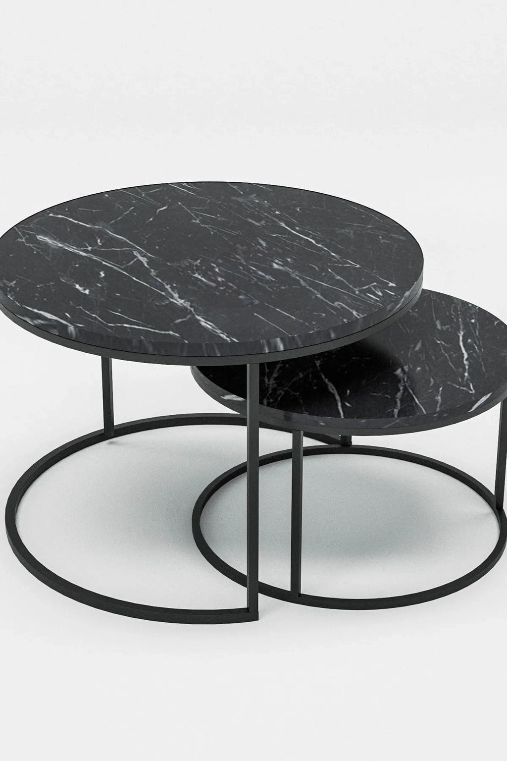 Couchtisch-Set Marmoroptik Schwarz