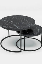 Couchtisch-Set Marmoroptik Schwarz