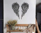 Engelsflügel Metall Wandkunst 100% Metall 2D Skulptur Groß und Breit - Wandbehang für Wohnzimmer Schlafzimmer Schlafsaal Geschenk für Sie in Herzform (Schwarz)