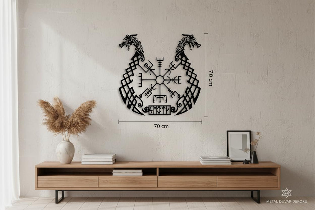 Wikinger Wanddeko aus Metall – Abstrakt, 70 cm, 3D-Schatteneffekt