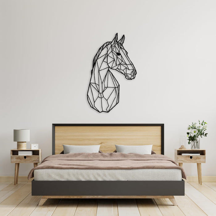Tubibu-Metall-Wandkunst – Geometrisches Pferd und Baum – Handgefertigte Wanddekoration für Wohnzimmer, Schlafzimmer, Büro oder Eingangsbereich – Modernes Bauernhaus-Dekor – ertigte Wanddekoration für Wohnzimmer, Schlafzimmer, Büro oder Eingangsbereich – Modernes Bauernhaus-Dekor (Medium, Geo)