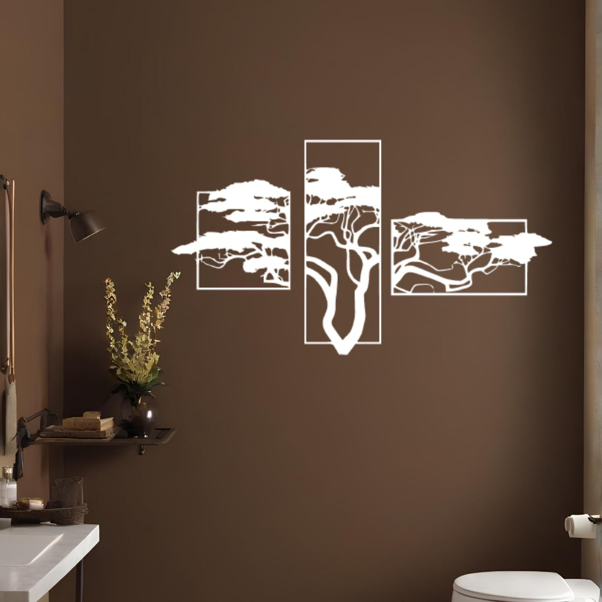 Baum des Lebens – Accasia, Weiß – Metall-Wandkunst, 3D