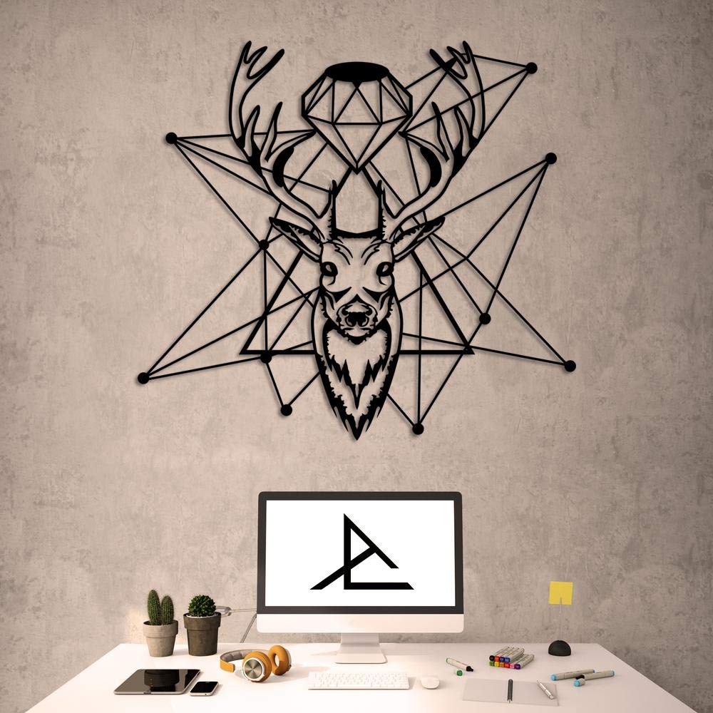 Diamond-Hirsch – Metall-Wanddekoration 52 x 58 cm