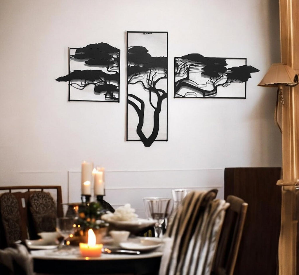 Baum des Lebens – Accasia, Schwarz – Metall-Wandkunst, 3D
