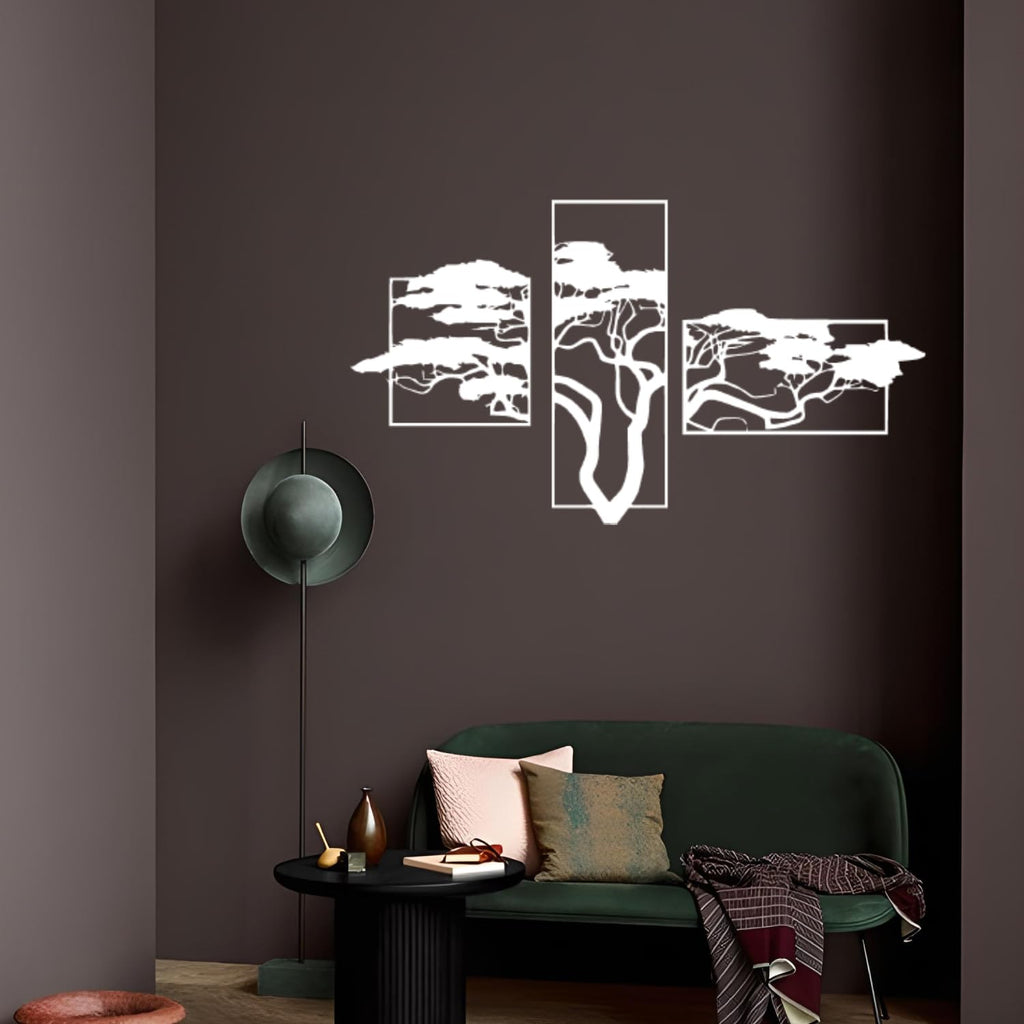 Baum des Lebens – Accasia, Weiß – Metall-Wandkunst, 3D