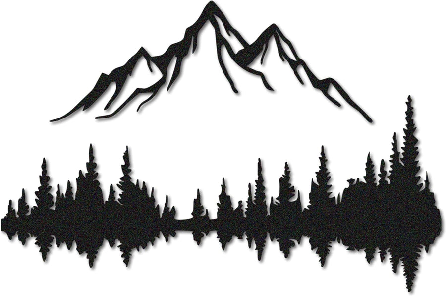 Berg und Wald 2 – Metall-Wandkunst, Schwarz oder Weiß