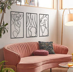 Tubibu 3 Stück dekorative % 100 Metall Get Naked Metall Wandkunst, minimalistische Metall Wanddekoration, Wandschild, Home Office Dekoration, Schlafzimmer Wohnzimmer Dekor, Wandskulptur (3 Stück)