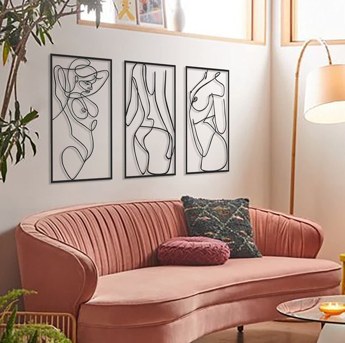 Tubibu 3 Stück dekorative % 100 Metall Get Naked Metall Wandkunst, minimalistische Metall Wanddekoration, Wandschild, Home Office Dekoration, Schlafzimmer Wohnzimmer Dekor, Wandskulptur (3 Stück)