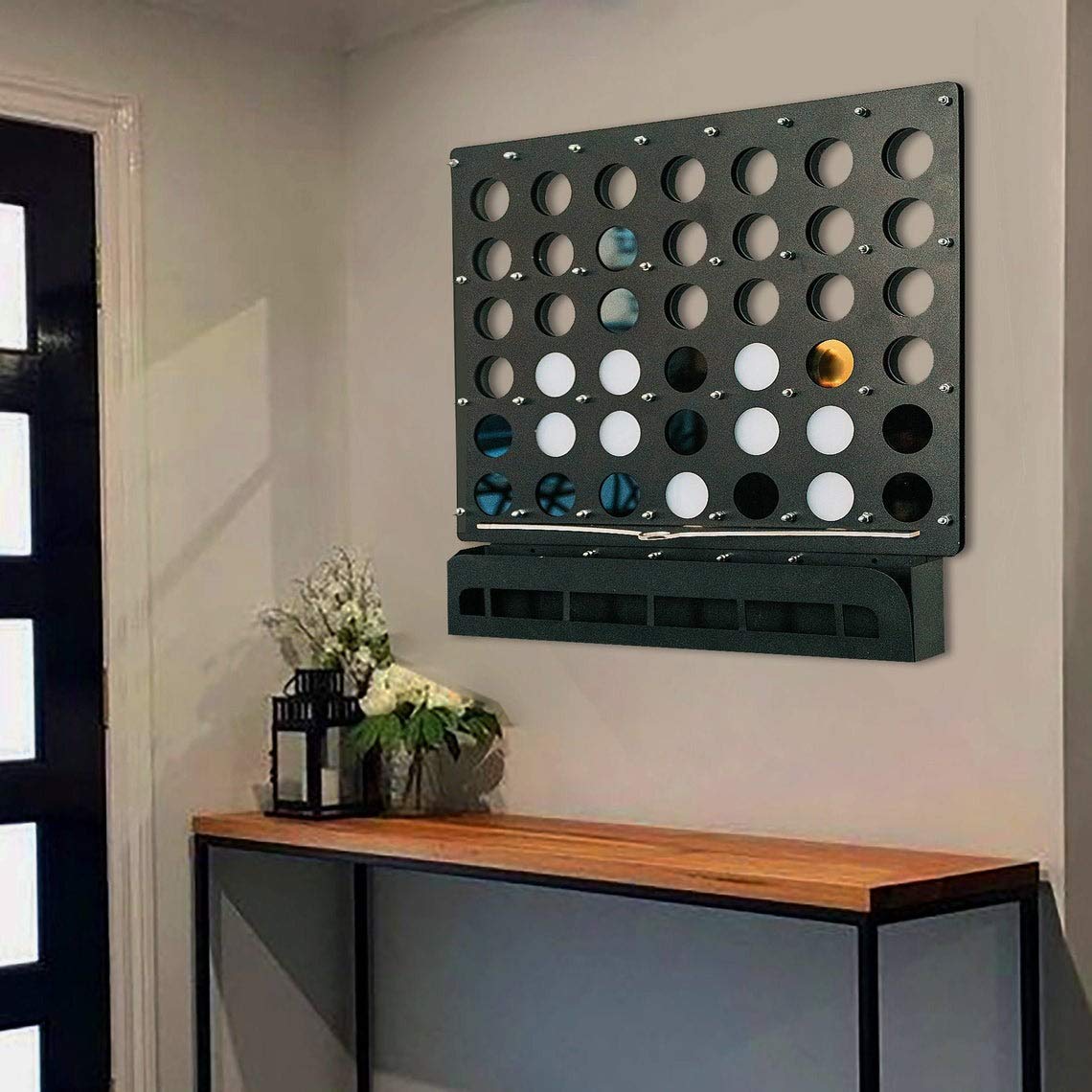 TUBİBU Einzigartige Wanddekoration, Nachrichtenbrett, bequem zum Scrabble, außergewöhnliches Geschenk, Wanddekoration, Wandkunst (Connect 4)