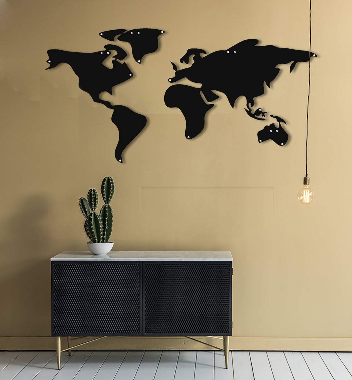 Weltkarte Deko-Skulptur – Metall-Wandkunst