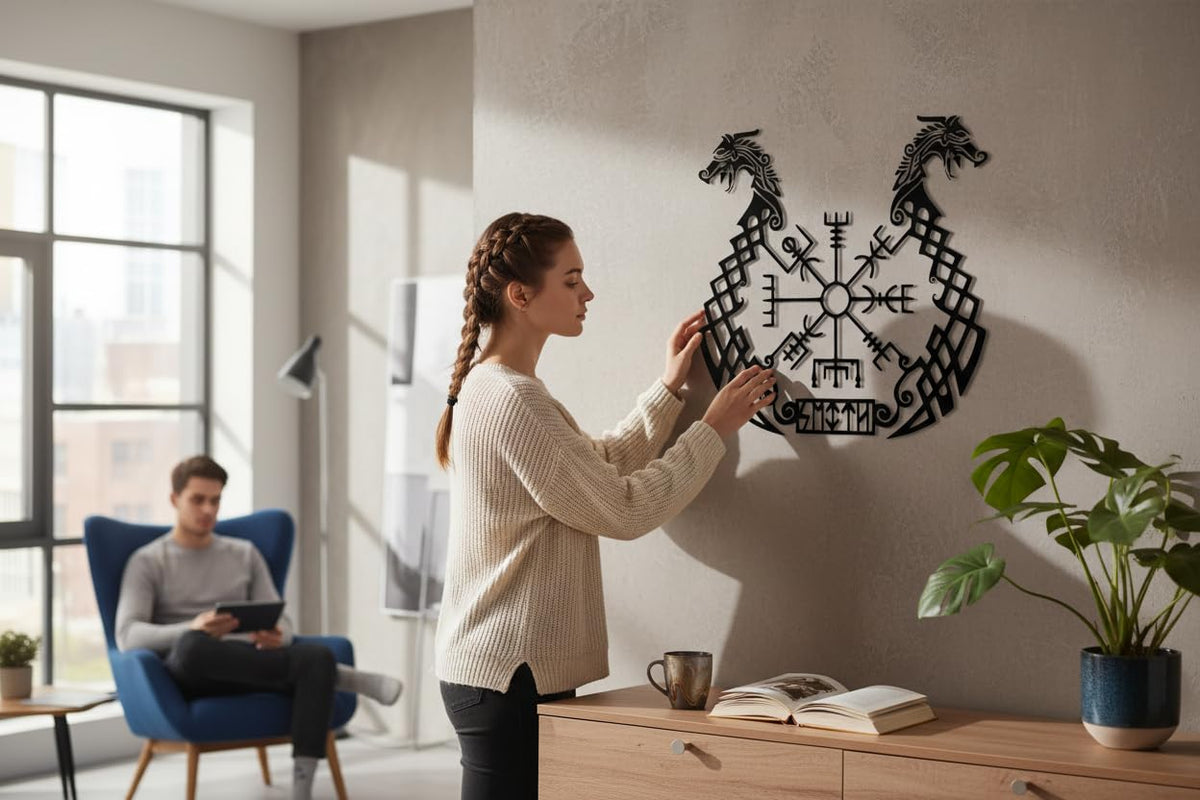 Wikinger Wanddeko aus Metall – Abstrakt, 70 cm, 3D-Schatteneffekt