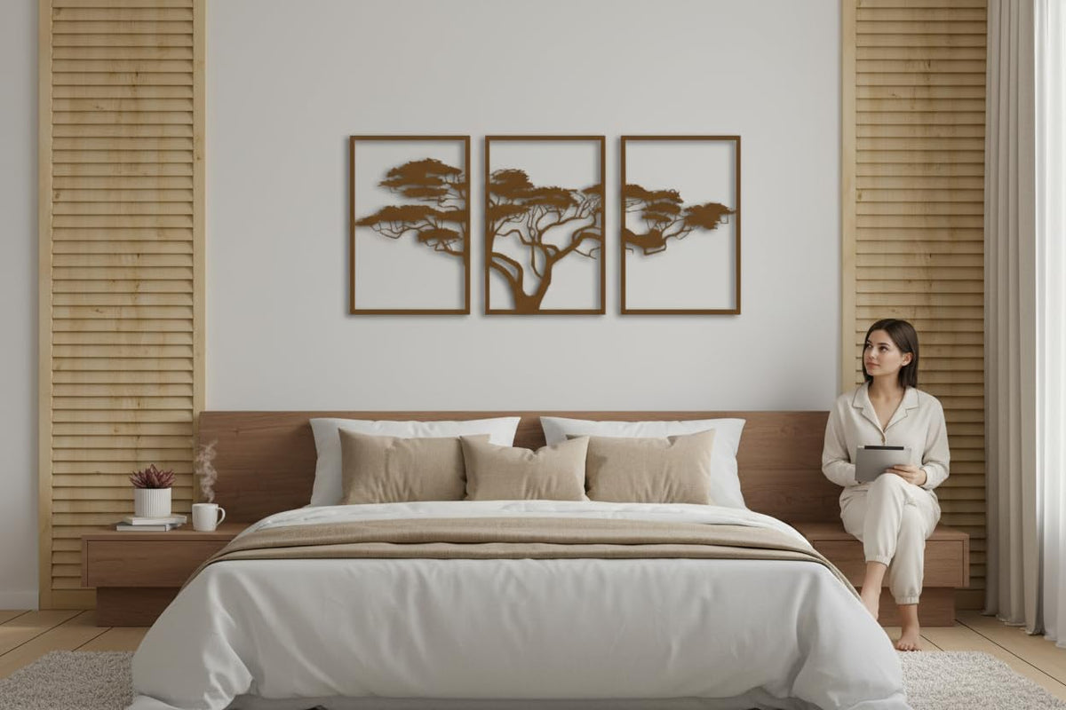Baum des Lebens – African, Braun – Metall-Wandkunst, 3D