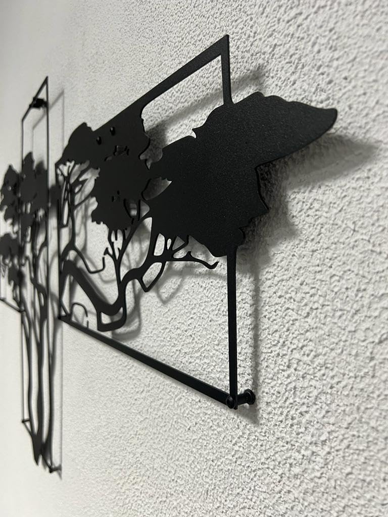 Baum des Lebens – Accasia, Schwarz – Metall-Wandkunst, 3D