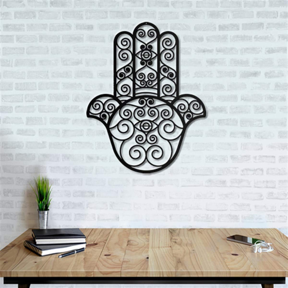 Tubibu %100 Metall Hand der Fatima Hamsa Segen für das Zuhause – in Hebräisch – Viel Glück Wanddekoration Wandkunst