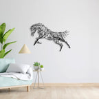Baum des Lebens – Pferd – Metall-Wandkunst, 96 × 68 cm