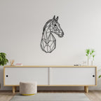 Tubibu-Metall-Wandkunst – Geometrisches Pferd und Baum – Handgefertigte Wanddekoration für Wohnzimmer, Schlafzimmer, Büro oder Eingangsbereich – Modernes Bauernhaus-Dekor