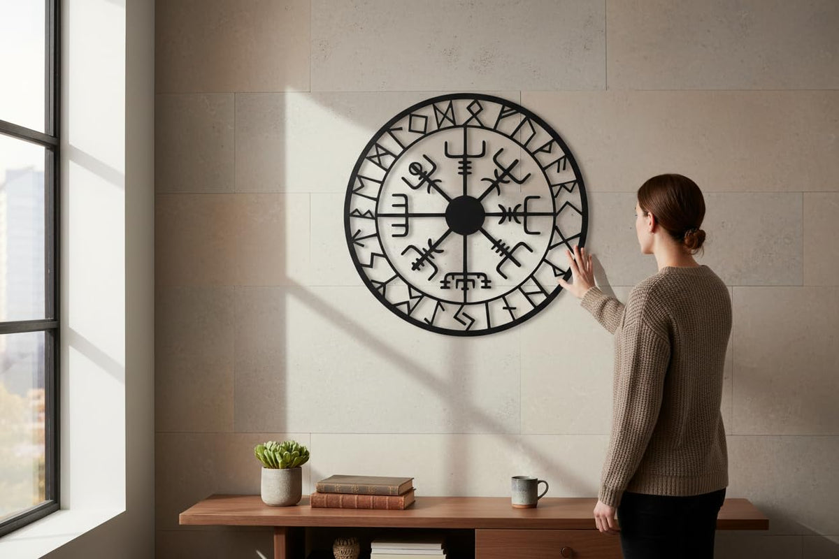 Wikinger Wanddeko aus Metall – Art Deco, 70 cm, 3D-Schatteneffekt