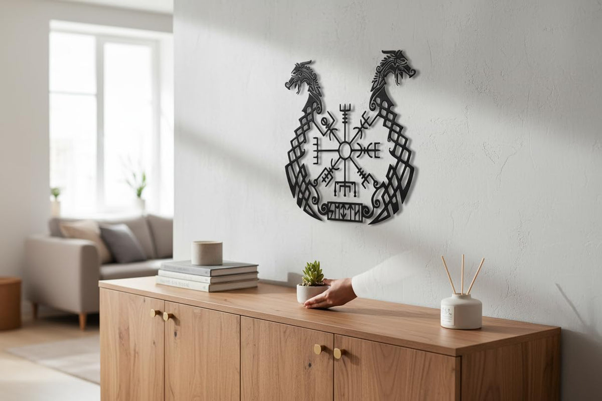 Wikinger Wanddeko aus Metall – Abstrakt, 70 cm, 3D-Schatteneffekt