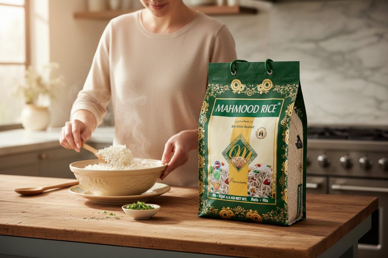 Mahmood Weißer Basmati reis 4,5 KG-Langkorn Basmati Reis aus Pakistan, ideal für indische Gerichte, Currys, Salate und Beilagen (4,5 KG, Premium)